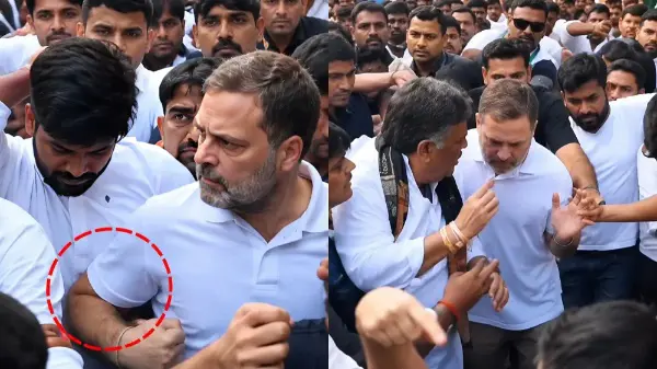 राहुल गांधी के दो वीडियो वायरल, कार्यकर्ता को कोहनी मारने का दावा