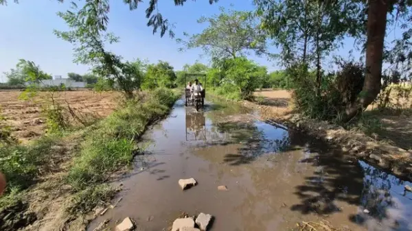 दयौरार गांव के रास्ते पर सालों से जलभराव